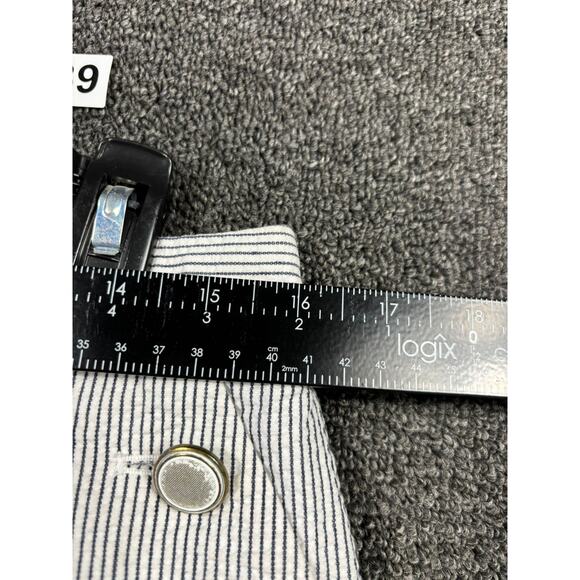 J Crew Seersucker Mini Skirt Womens Size 6 Sailor Button Accent Pocket Cotton - Picture 6 of 7